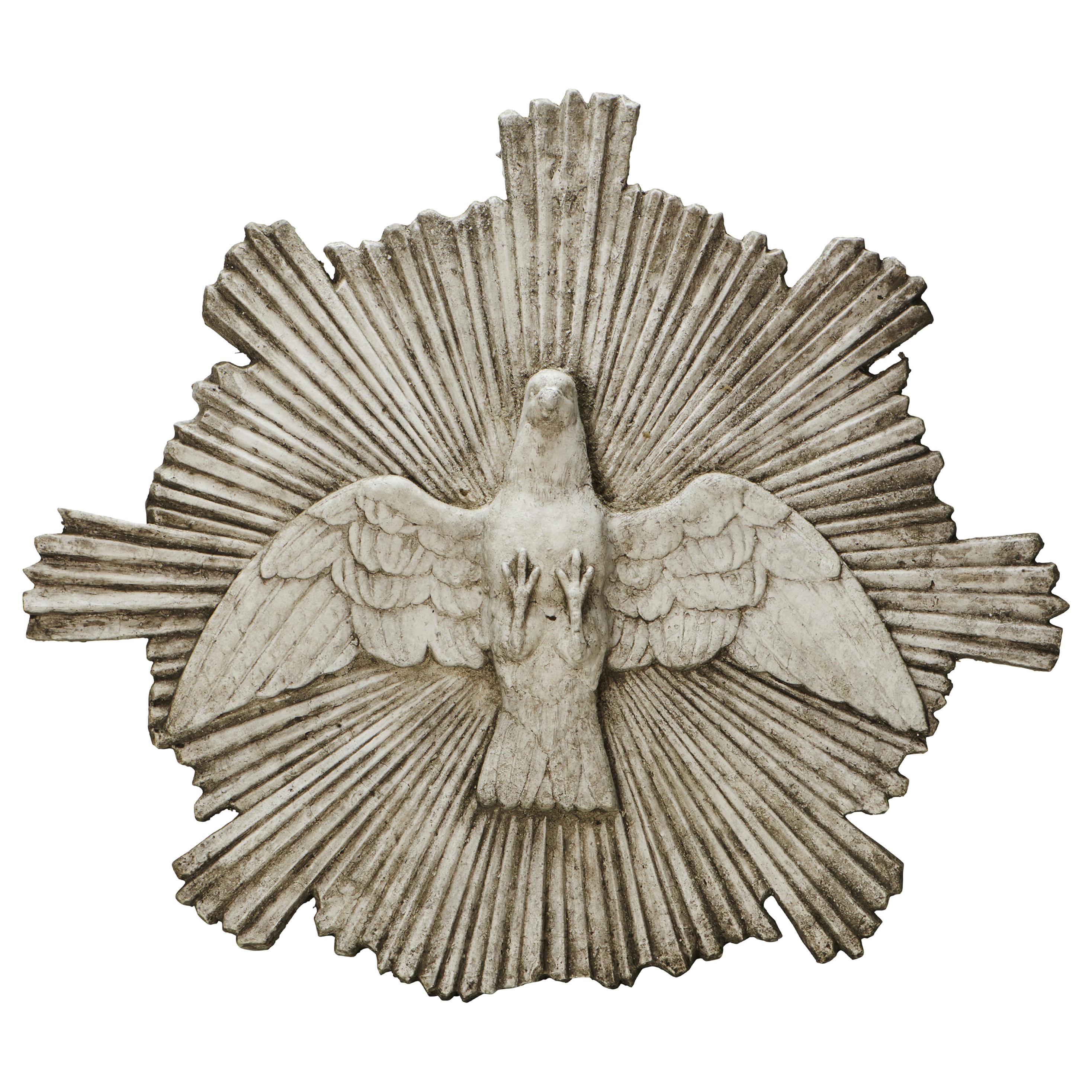 Handmade Cast Stone Dove "Holy Spirit" Religious Plaque For Sale