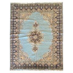 Handmade Caucasian Rug Blue Wool Carpet Area Rugs for Sale