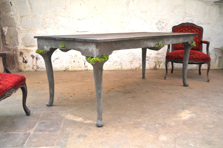 Modern Concrete Queen Anne Dining Table by OPIARY For Sale