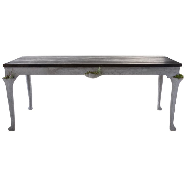 Opiary concrete planted Queen Anne dining table, new