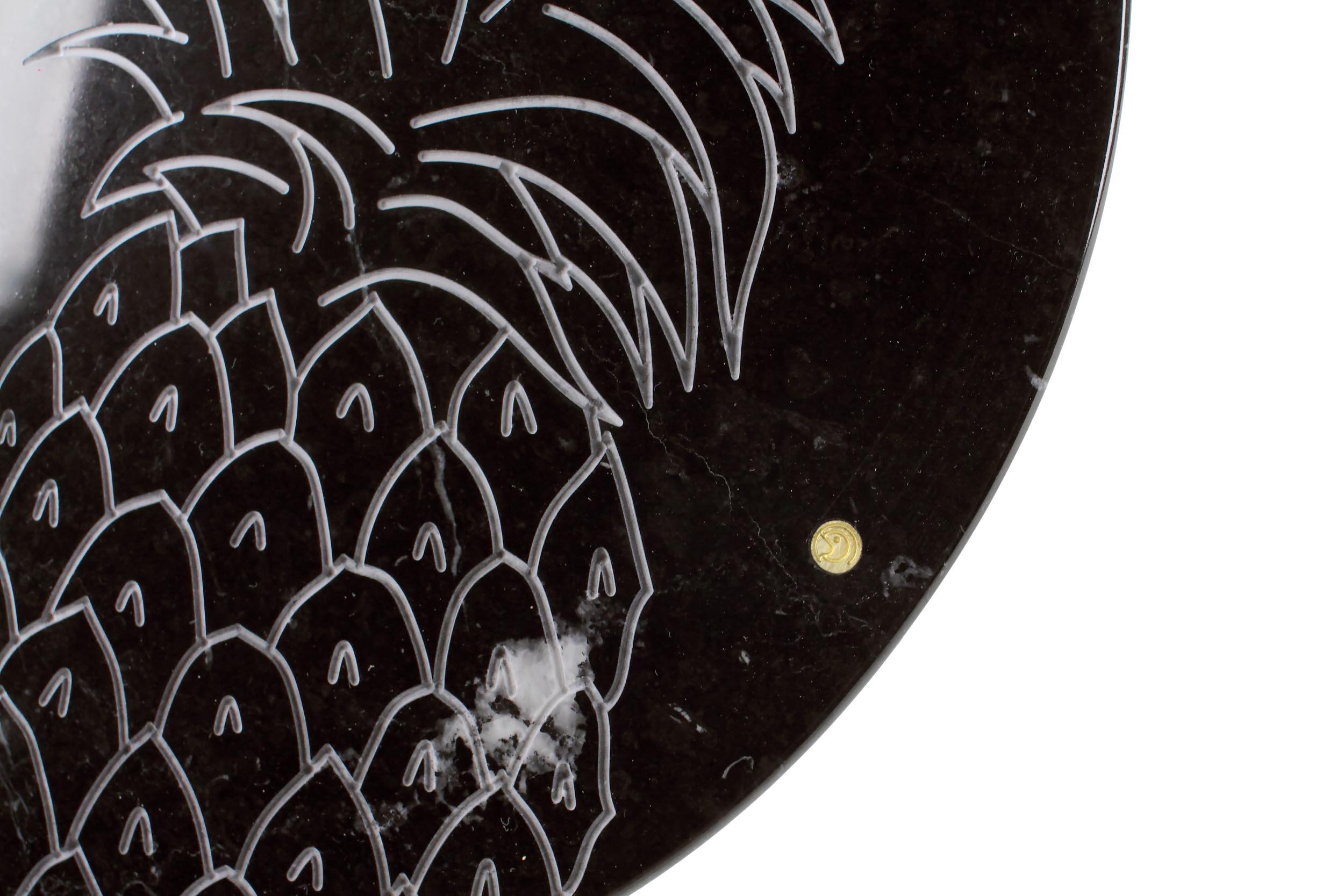 Platten Serviergeschirr Tafelaufsatz Schwarzer Marquina Marmor und Honey Onyx Handgemacht (Moderne) im Angebot
