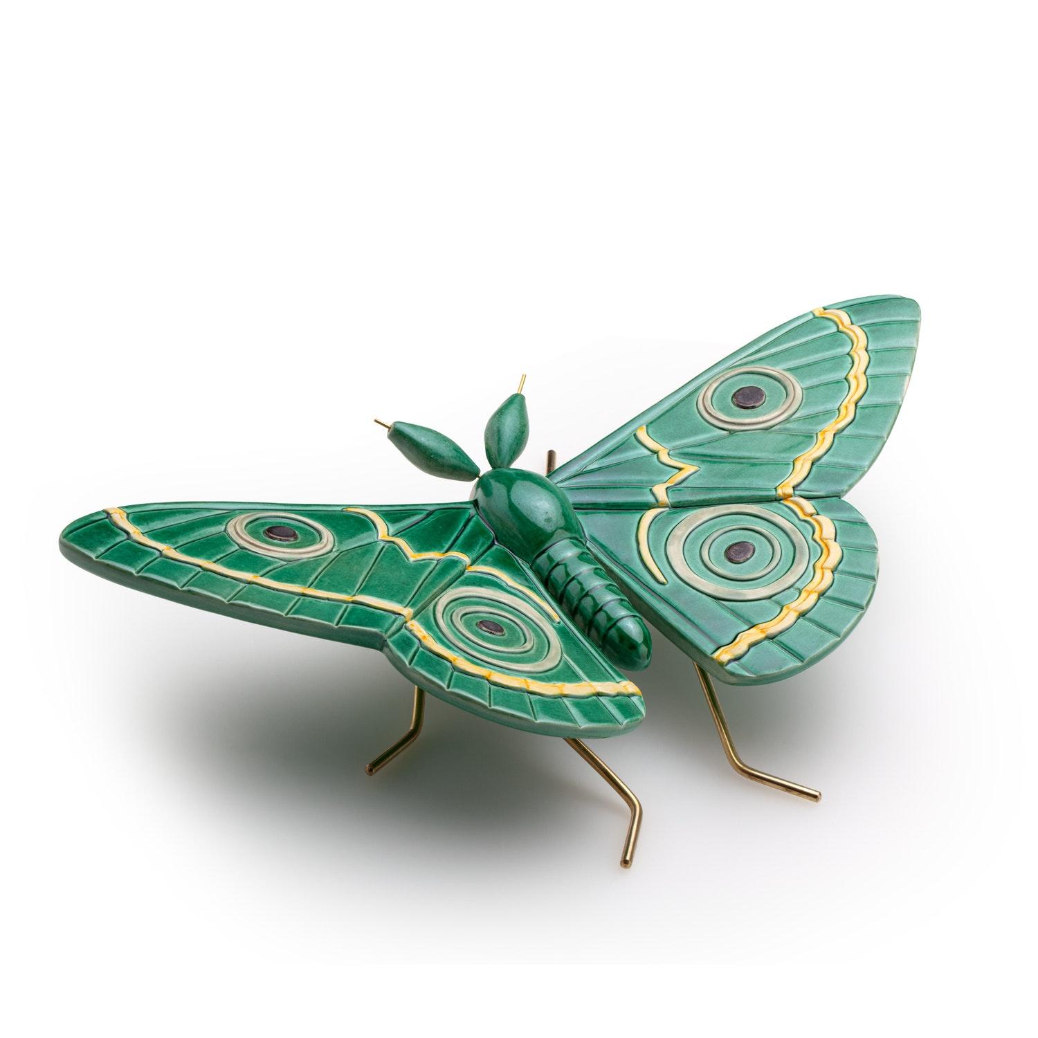 Moderno Accessori in ceramica fatti a mano Fauna Nuova Collezione Pavone Rosa in vendita