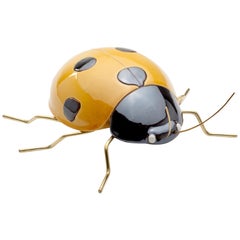 Accessoires en céramique faits main jaune coccinelle