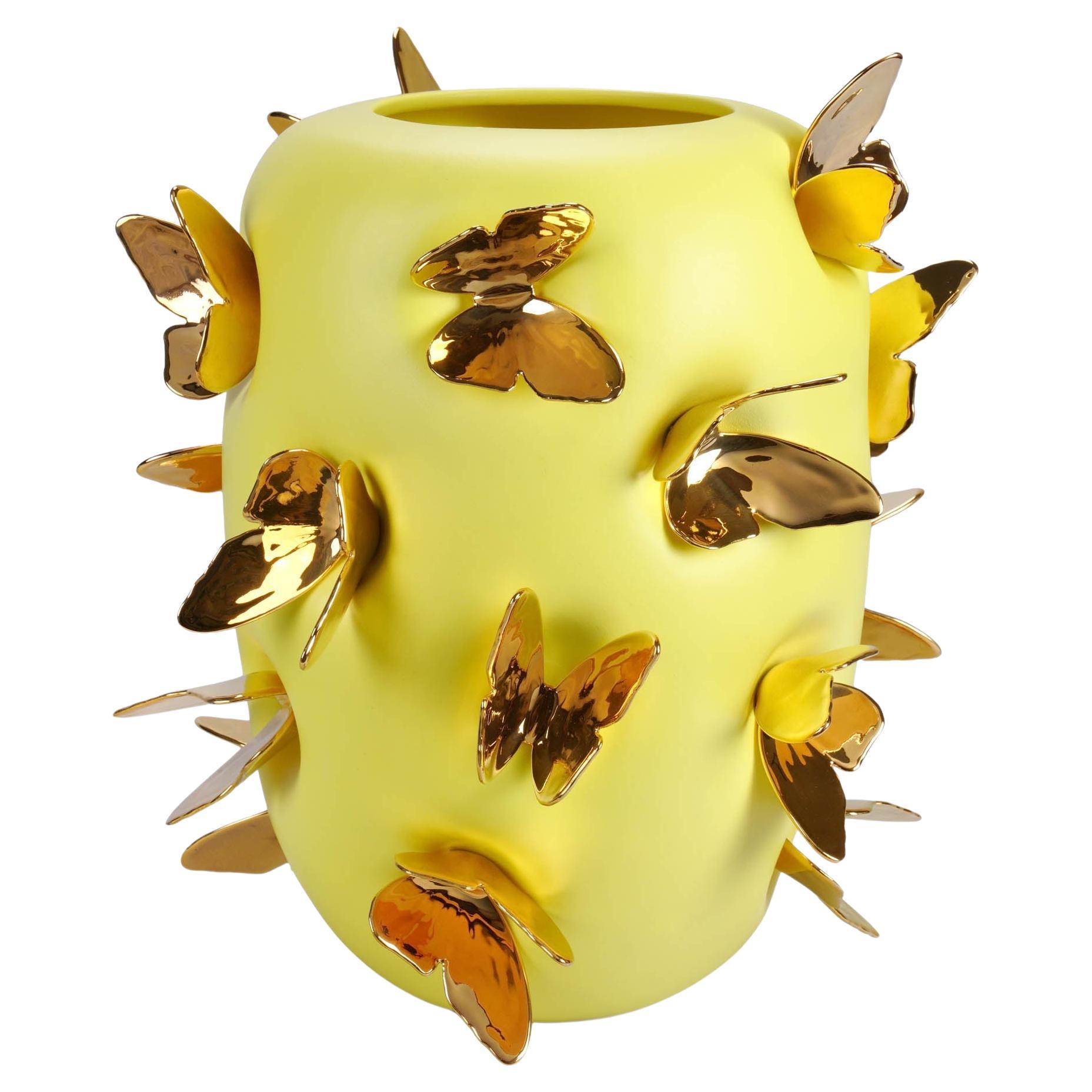 Handmade Ceramic Alidoro Yellow Vase by deBlona