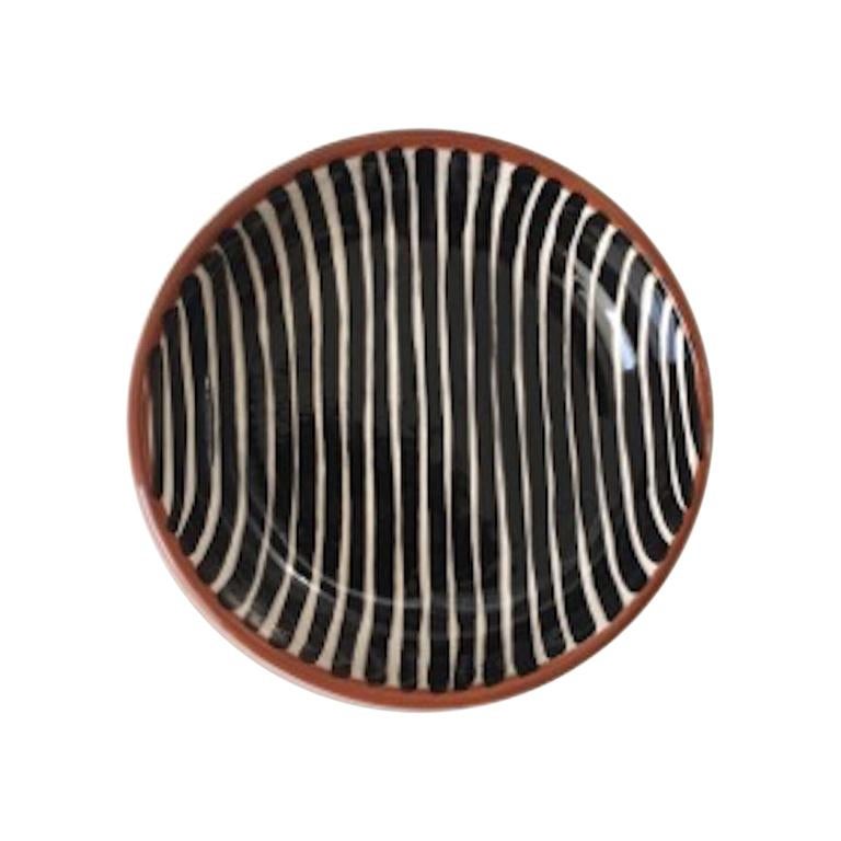 Handmade Ceramic Black and White Stripe Pattern Mini Bowl, in Stock