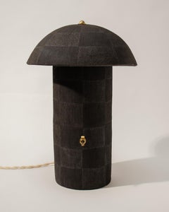 Handmade Ceramic Black Checkered Mushroom Lamp