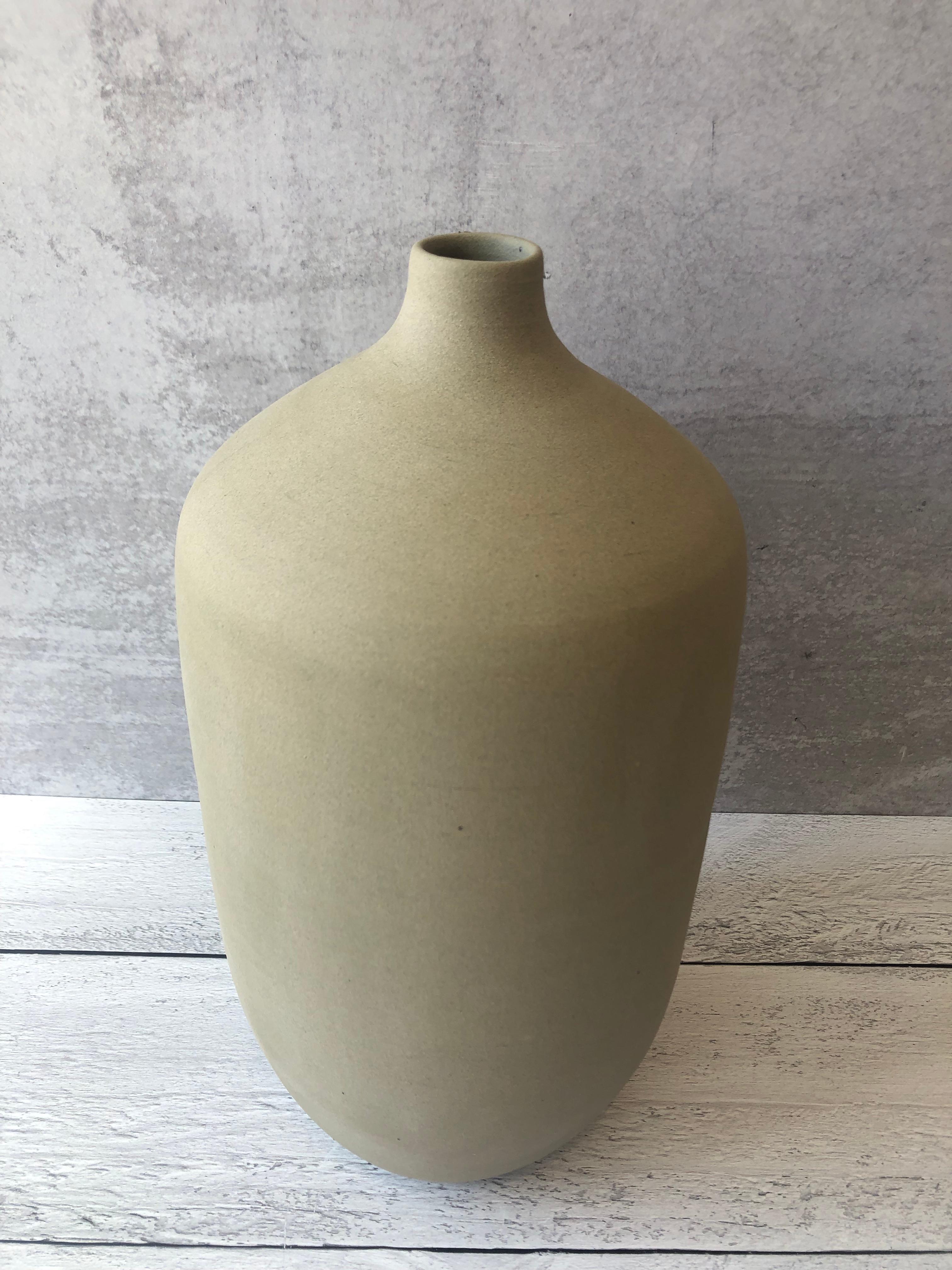 Handmade Ceramic Bottle Vase in Cream, in Stock 4