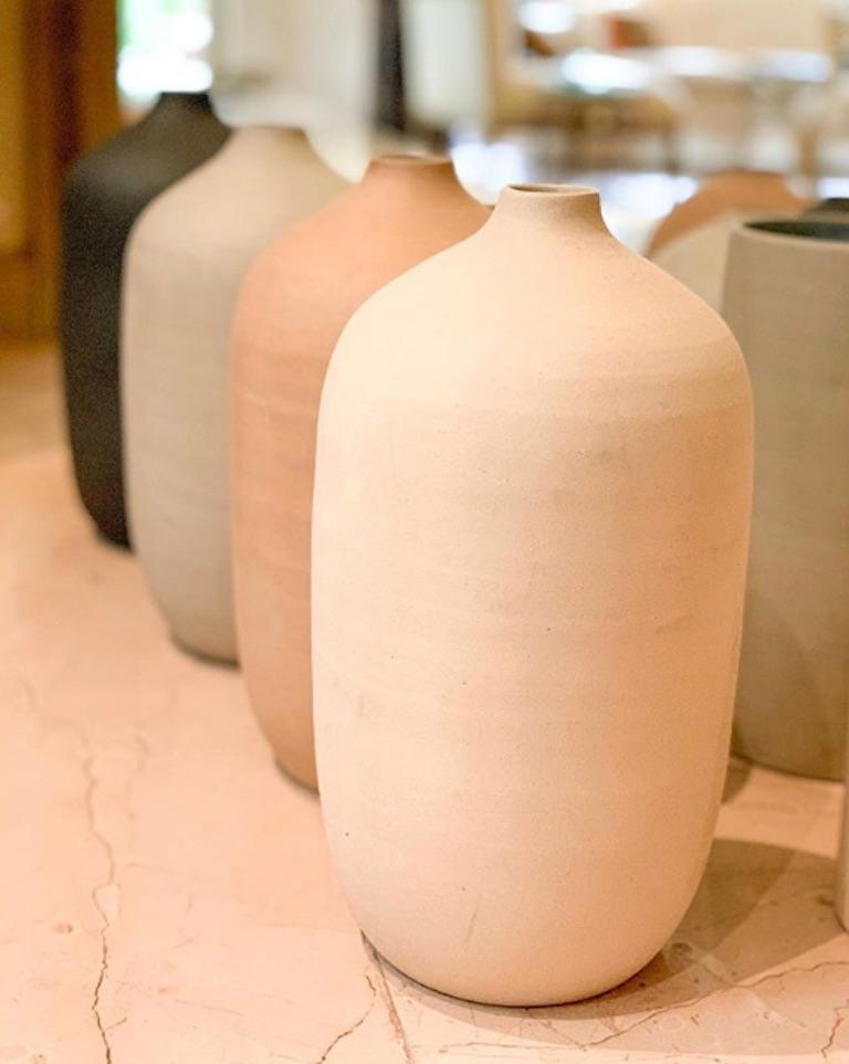 Handmade Ceramic Bottle Vase in Cream, in Stock 1