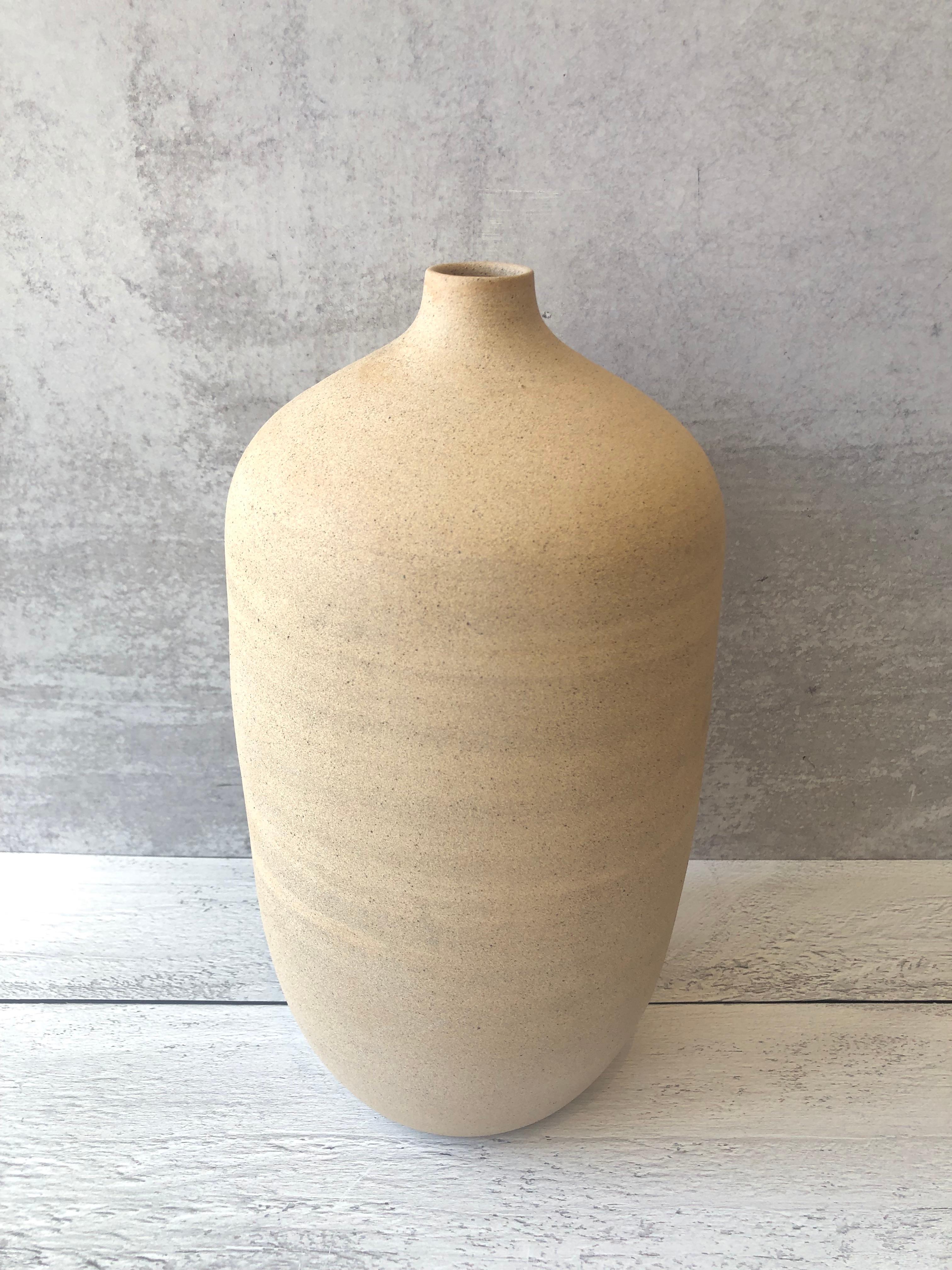 Handmade Ceramic Bottle Vase in Cream, in Stock 2