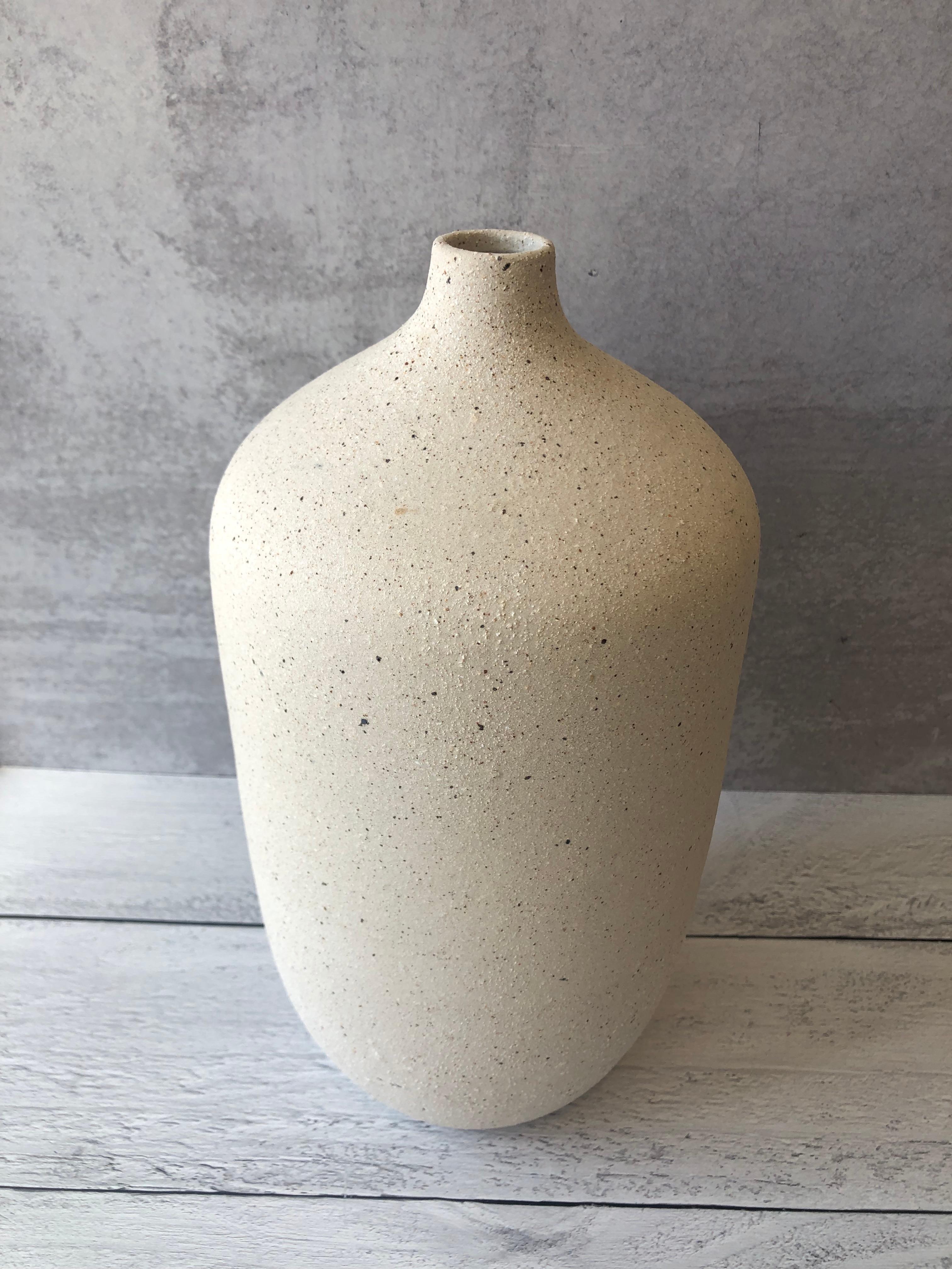 Handmade Ceramic Bottle Vase in Cream, in Stock 3