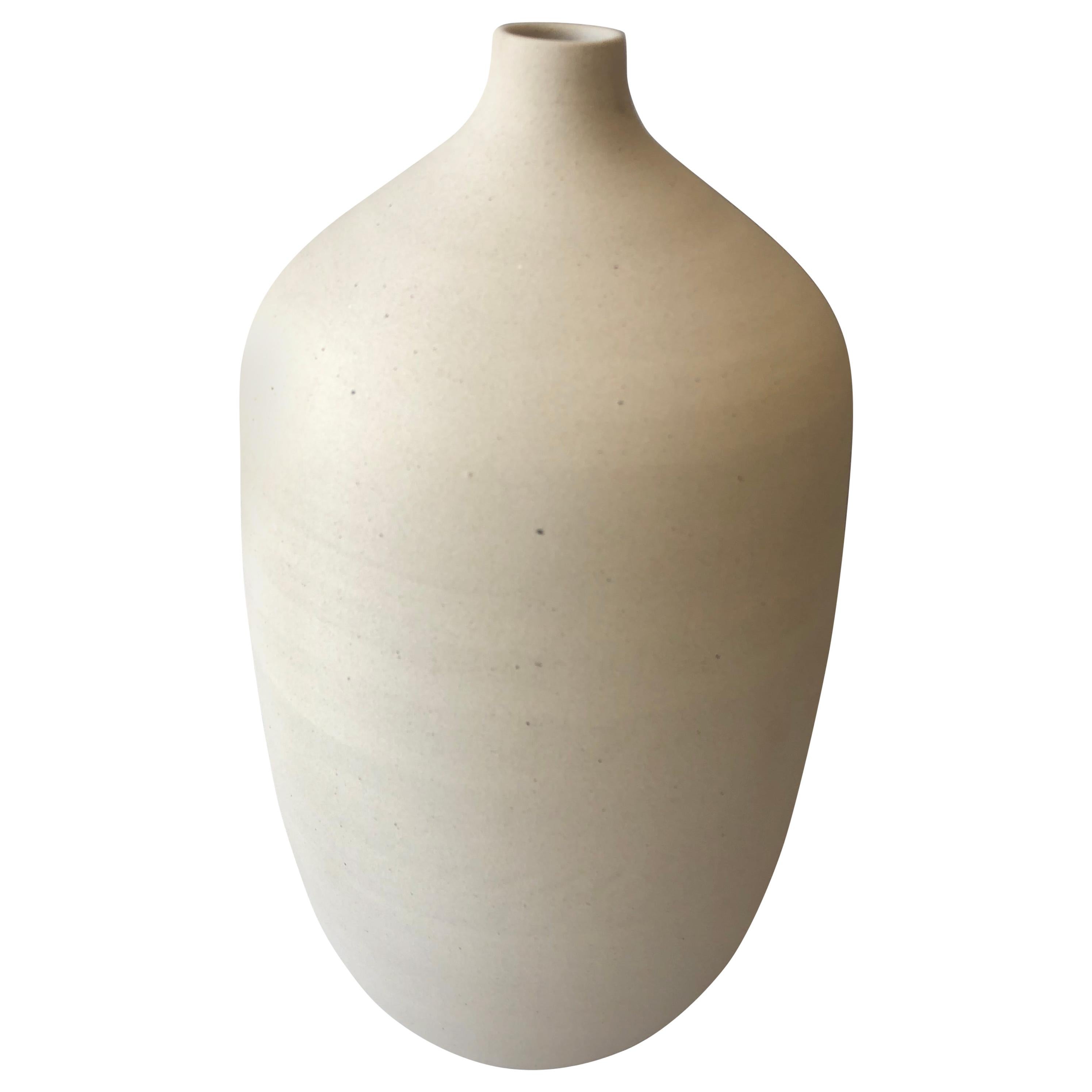 Handmade Ceramic Bottle Vase in Cream, in Stock