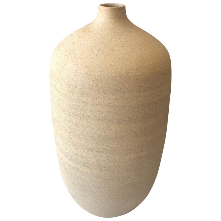Handmade Ceramic Bottle Vase in Sand, in Stock at 1stDibs