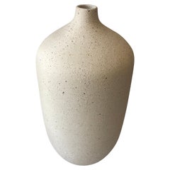 Handmade Ceramic Bottle Vase in White Gravel, in Stock