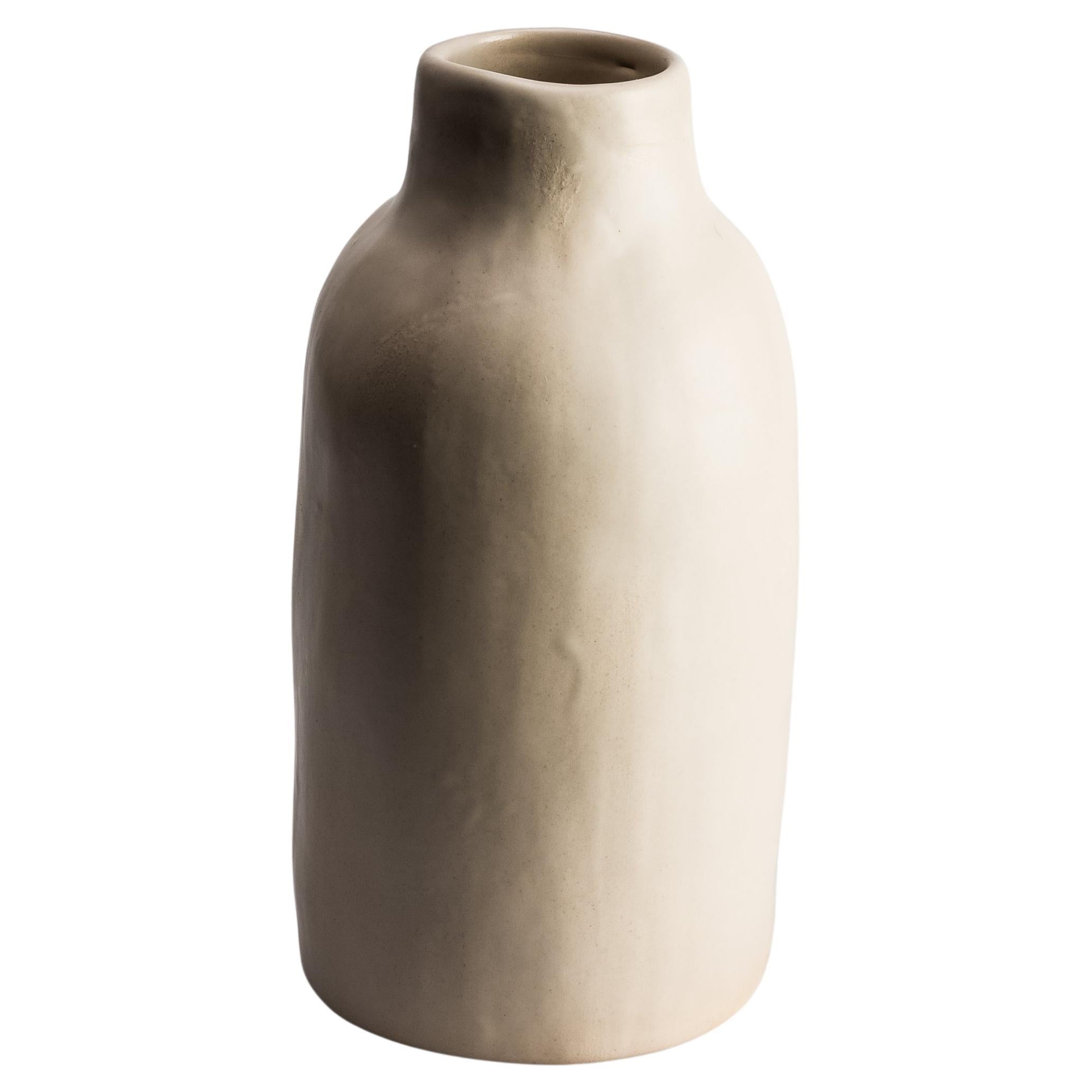 Handmade Ceramic Bottle Vase Organic Shape Matte Satin Finish For Sale