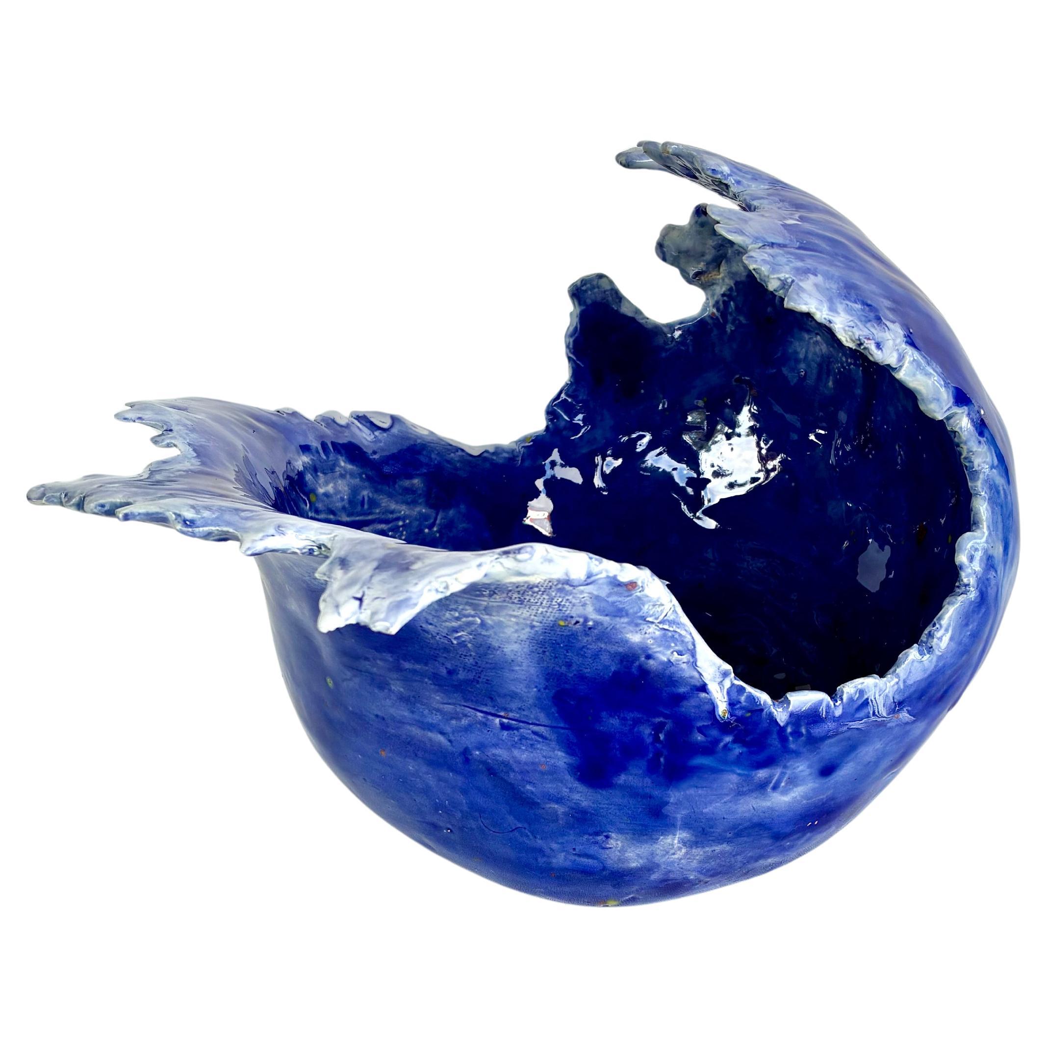 Handmade Ceramic Bowl in Shape of a Wave