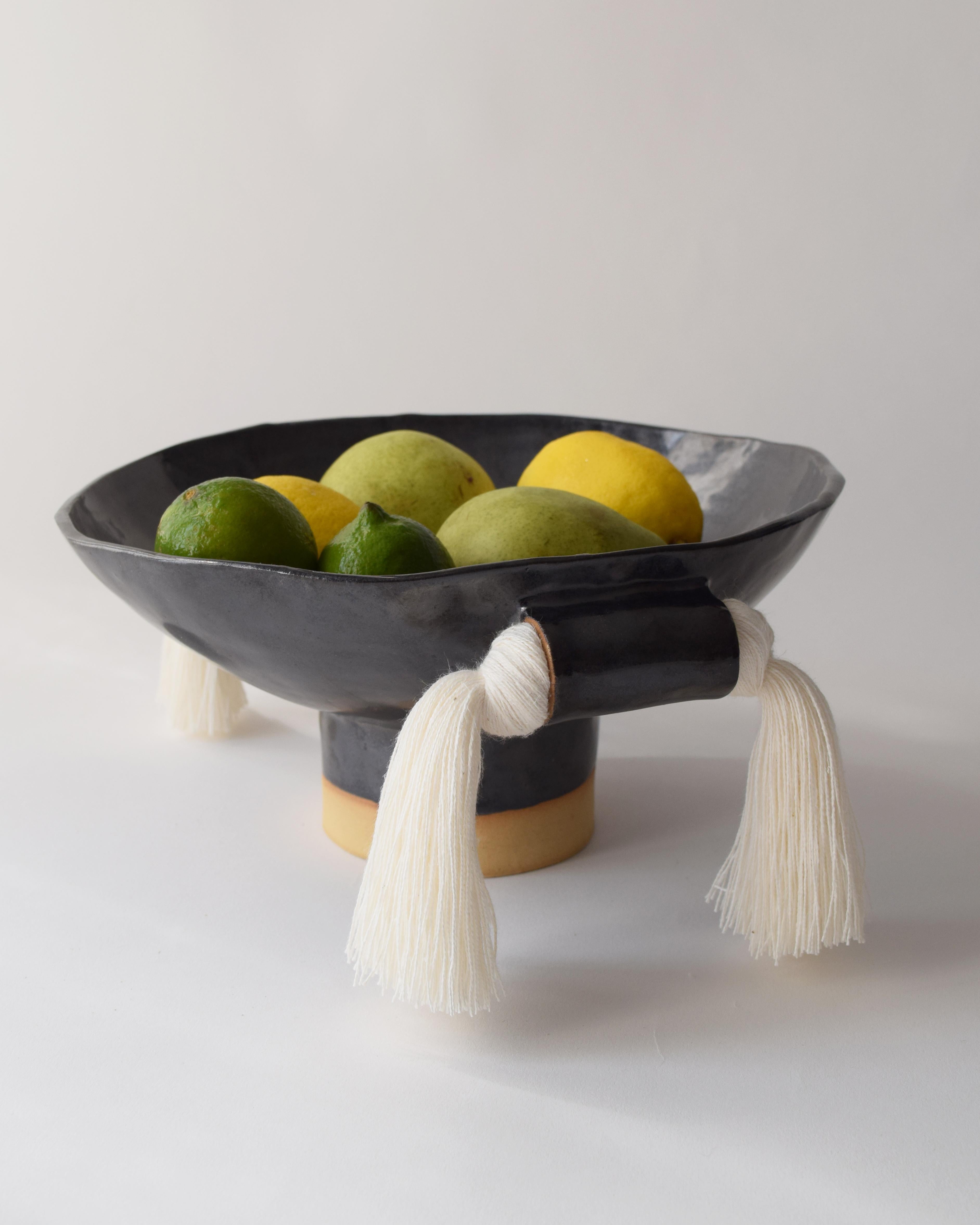 American Handmade Ceramic Bowl with Cotton Fringe