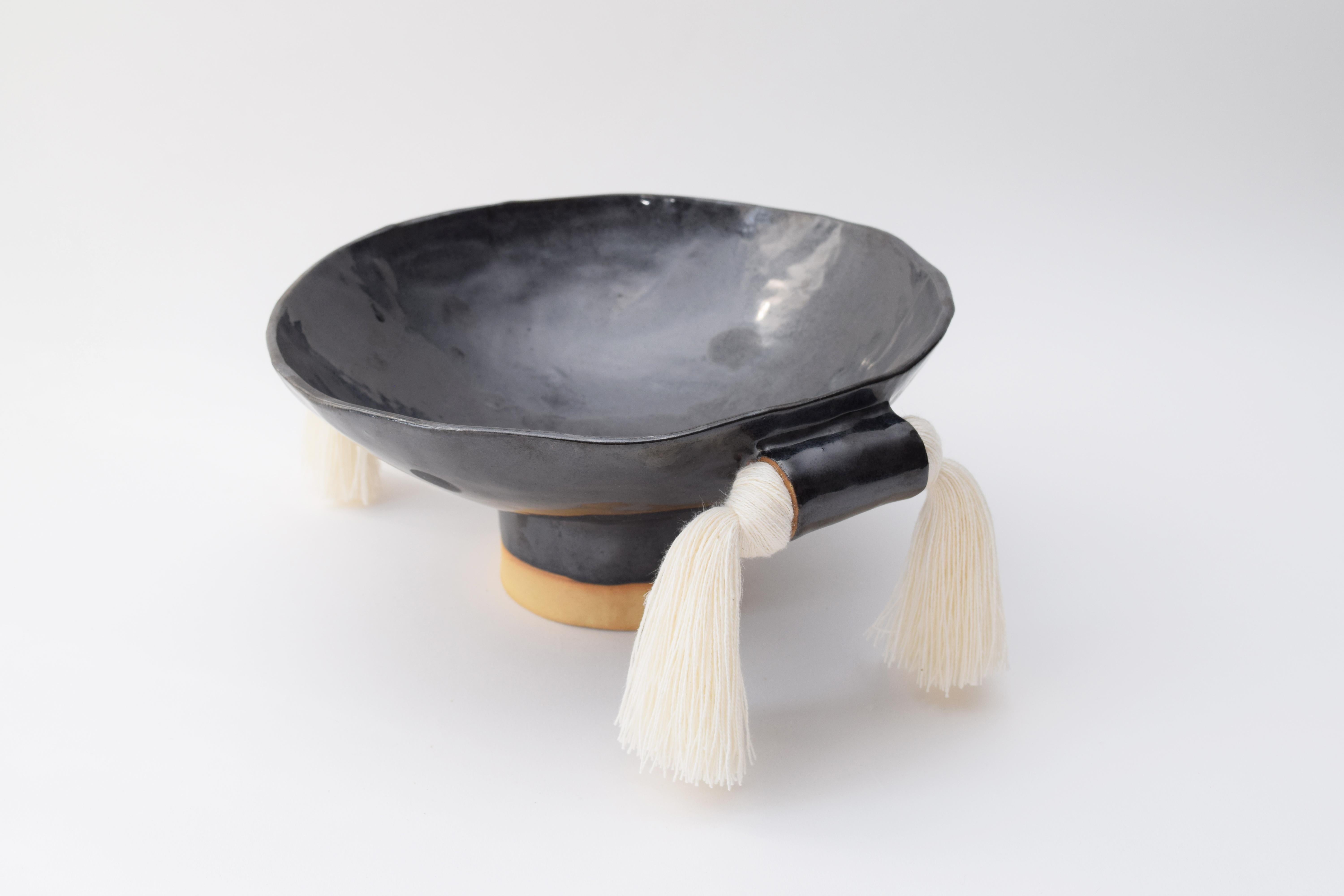 Hand-Crafted Handmade Ceramic Bowl with Cotton Fringe