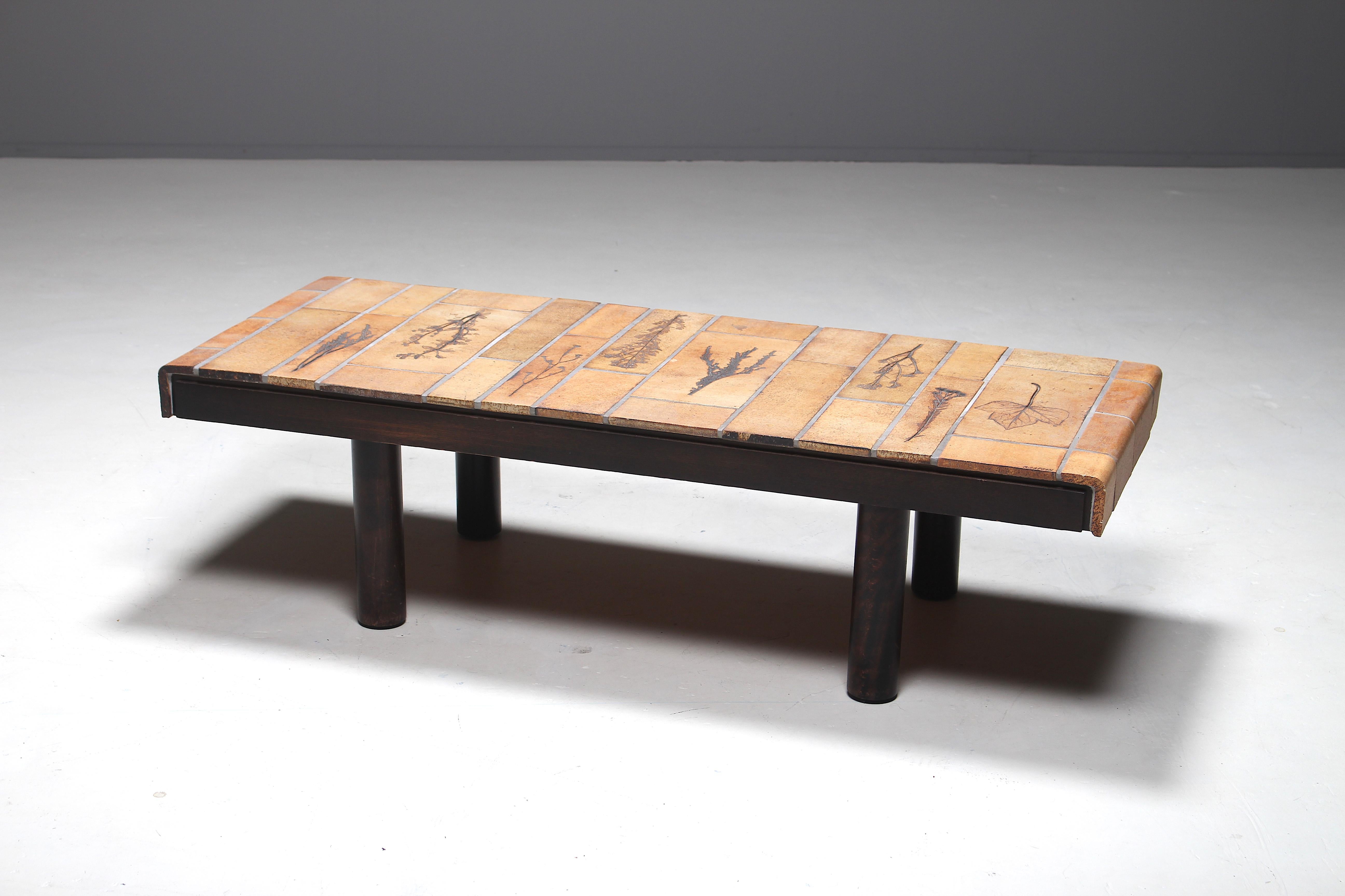 Mid-Century Modern Handmade Ceramic Coffee Table by Roger Capron for Vallauris, France, 1970s For Sale