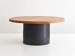 Handmade Black Ceramic Coffee Table with Oak Top