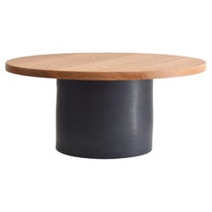 Handmade Black Ceramic Coffee Table with Oak Top
