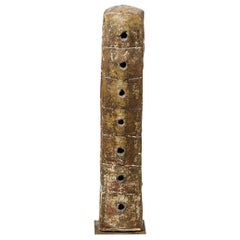 Columne en céramique faite à la main par l'artiste français Lucien Petit Brown, couleur glaçure céramique