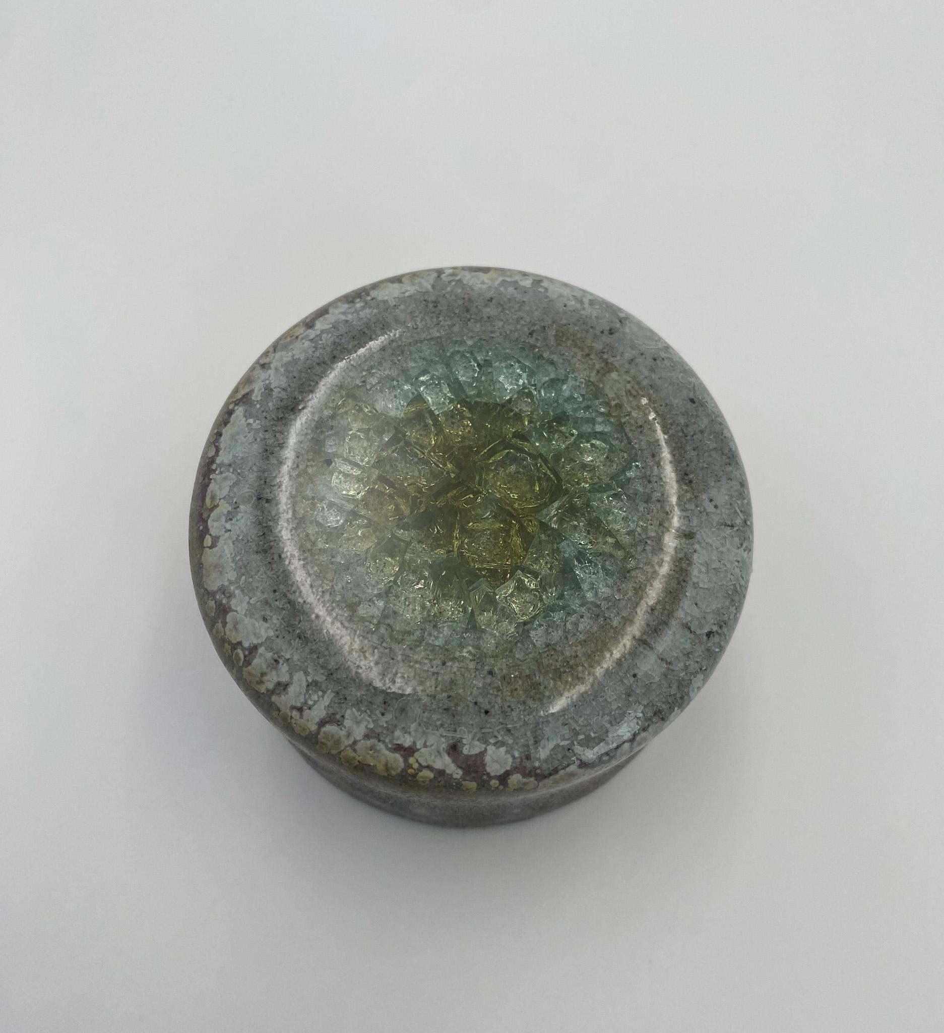 Handmade Ceramic & Crackle Glass Paperweight,  United States, c.1970 For Sale 6