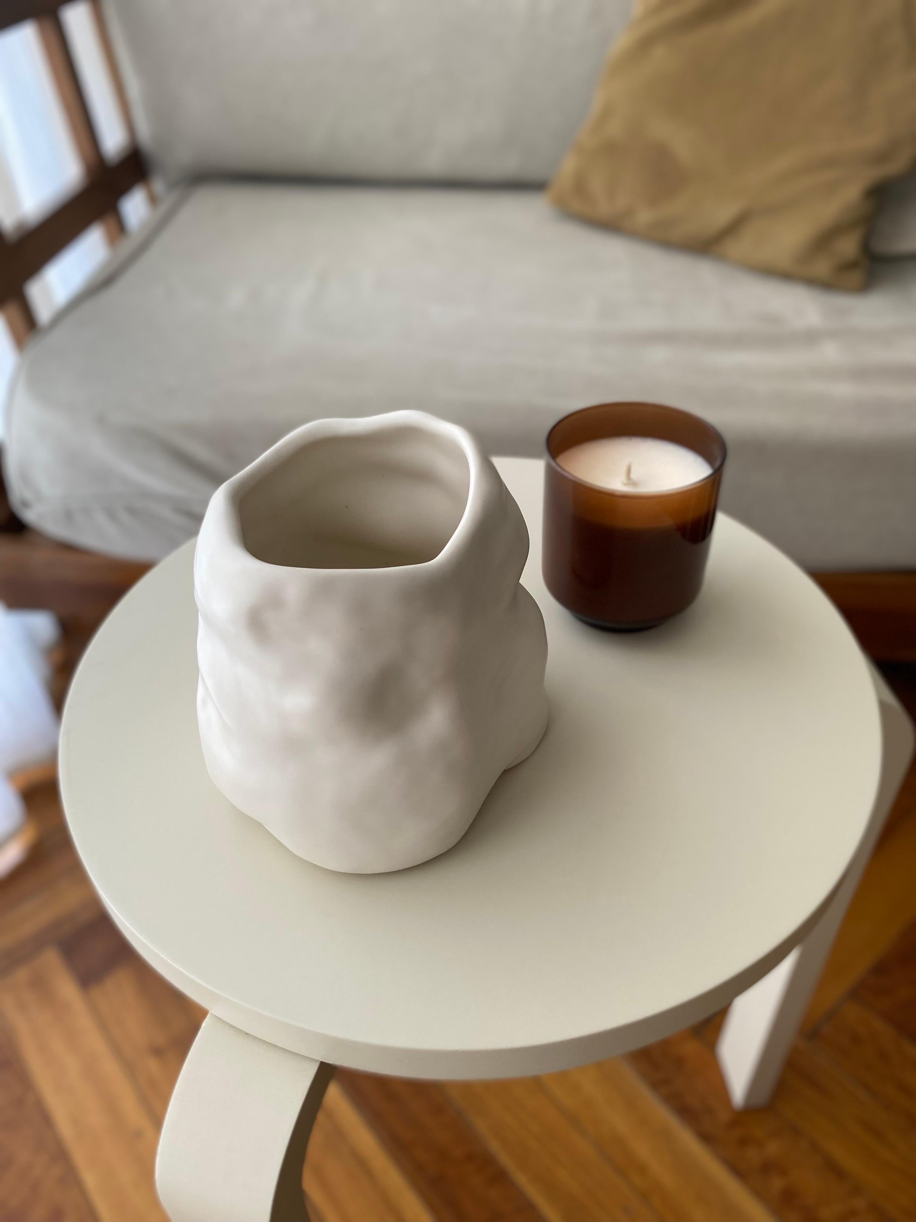 Organic Modern Handmade Ceramic Flower Vase Organic Shape Matte Satin Finish For Sale
