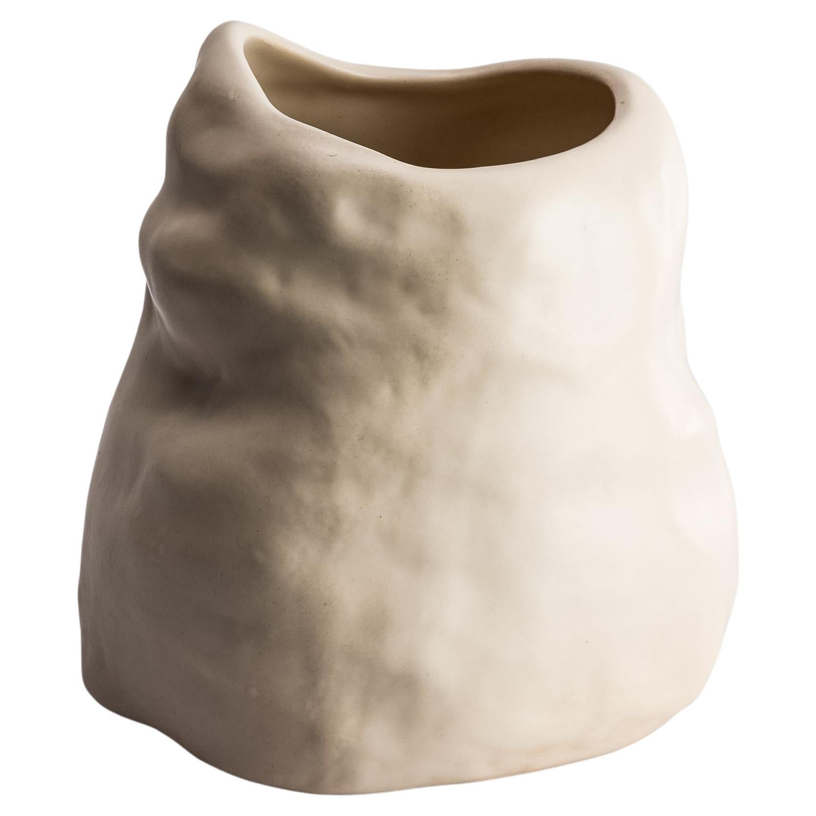 Handmade Ceramic Flower Vase Organic Shape Matte Satin Finish For Sale