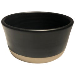 Handmade Ceramic Matte Bowl in Black, in Stock
