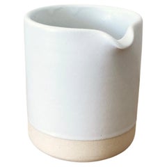 Vintage Handmade Ceramic Matte Creamer in White, in Stock