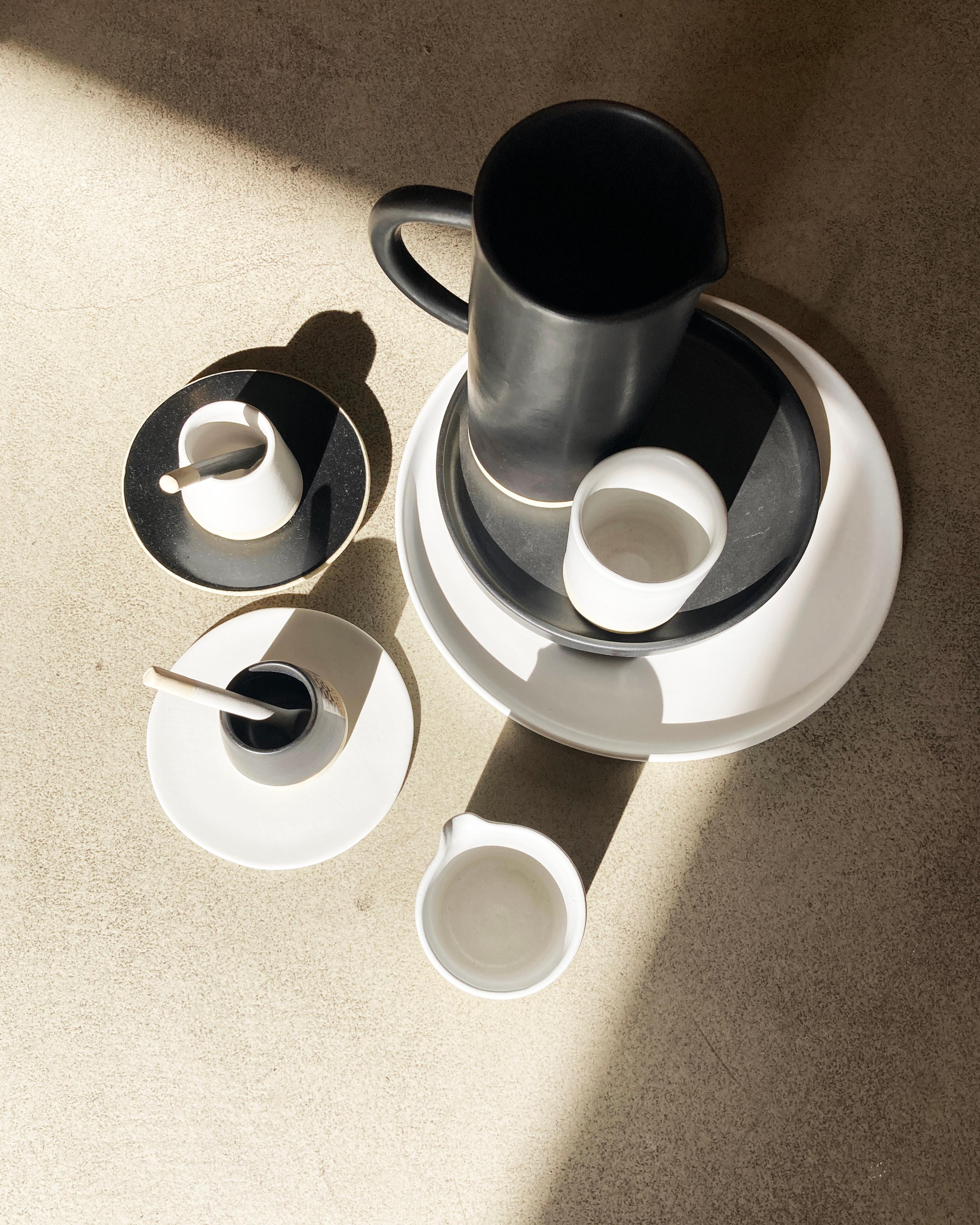 Organic Modern Handmade Ceramic Matte Espresso Cup in Black, in Stock