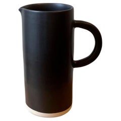 Handmade Ceramic Matte Pitcher in Black, in Stock