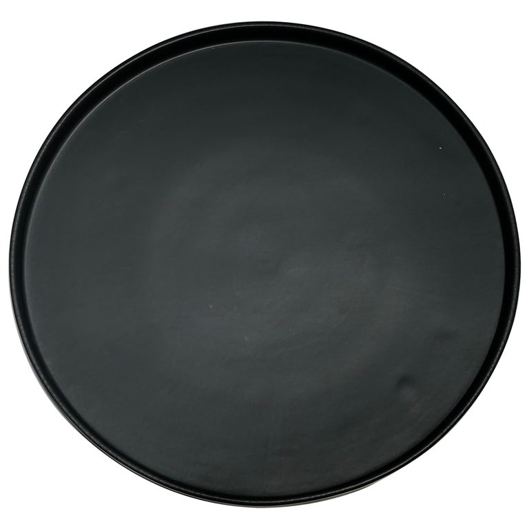 Handmade Ceramic Matte Platter in Black, in Stock For Sale at 1stDibs