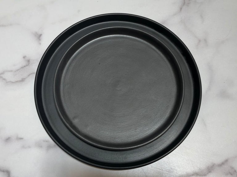 Handmade Ceramic Matte Salad Plate in Black, in Stock For Sale at 1stDibs