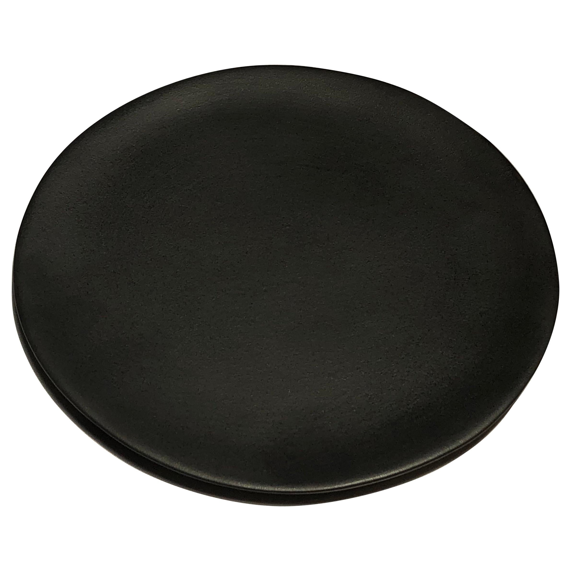 Handmade Ceramic Matte Saucer in Black, in Stock
