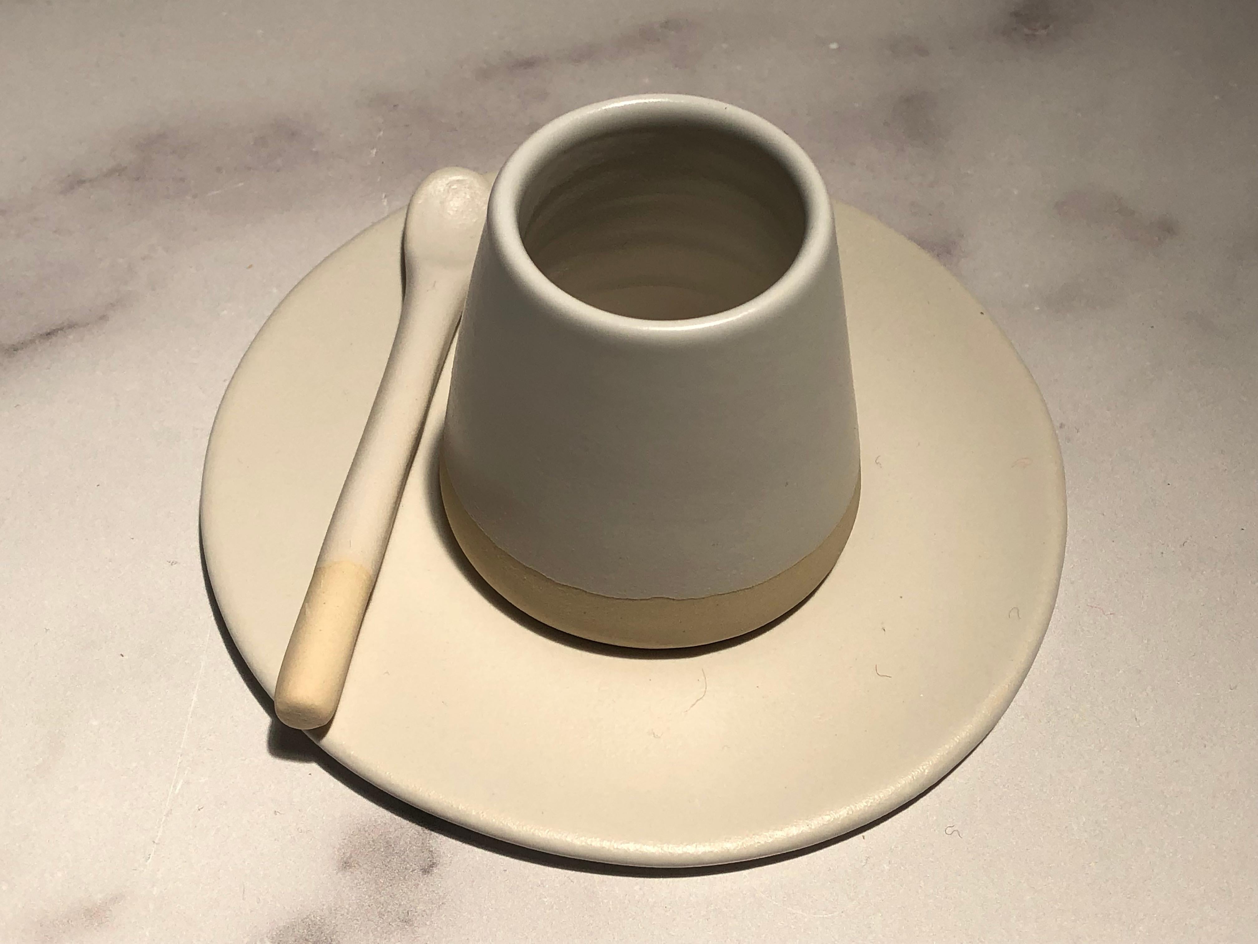 Hand-Crafted Handmade Ceramic Matte Saucer in White, in Stock