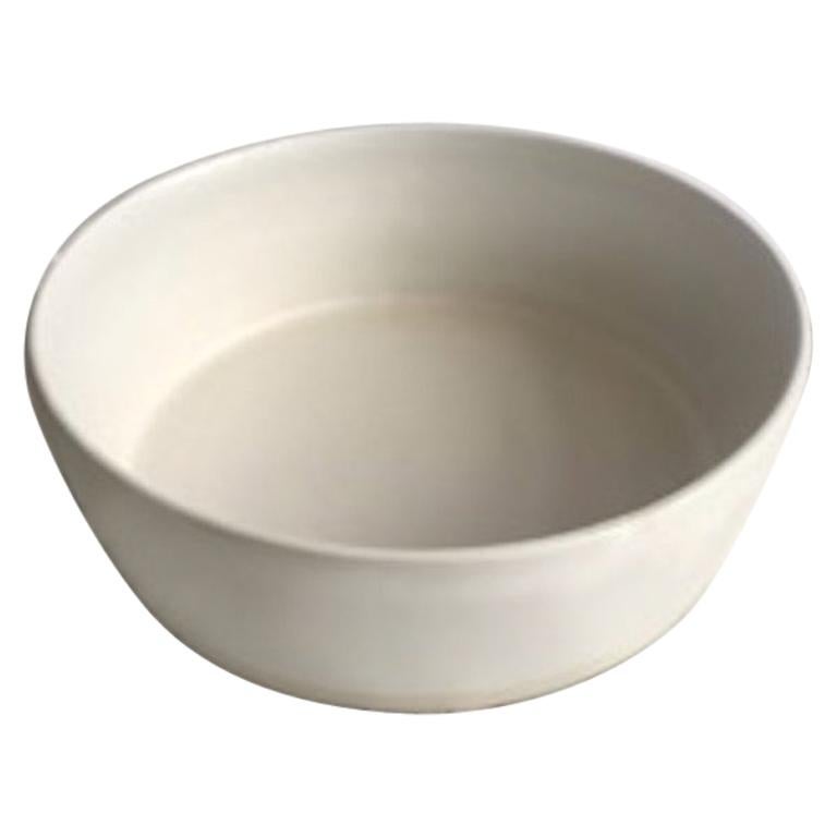 Handmade Ceramic Matte Serving Bowl in White, in Stock
