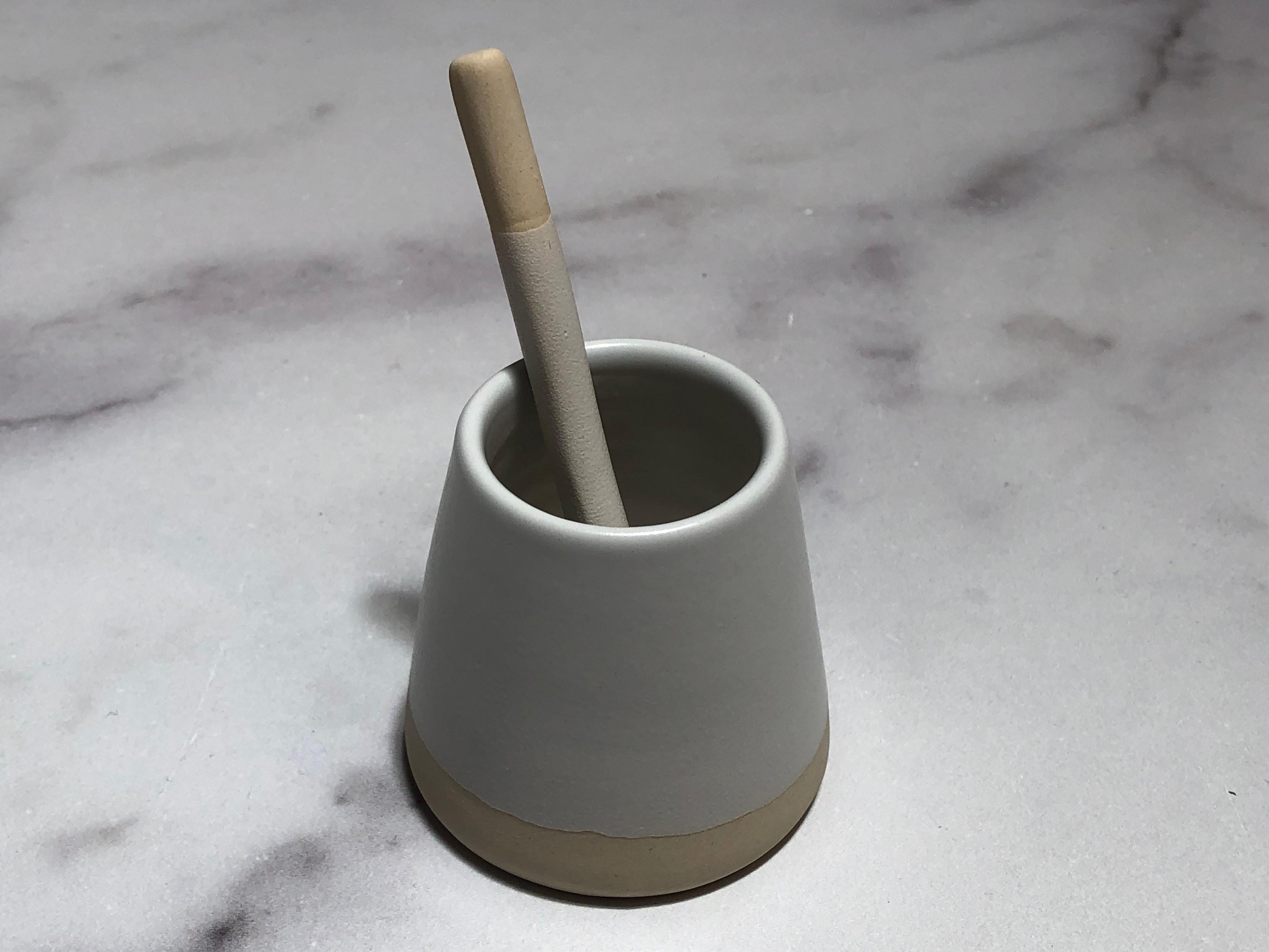 Organic Modern Handmade Ceramic Matte Tea Spoon in White, in Stock