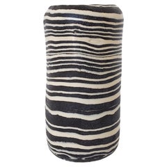 Handmade Ceramic Nerikomi 'Zebra' Striped Black and White Vase by Fizzy Ceramics