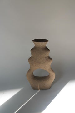 Handmade Ceramic Organic Texture Brown Stoneware Vase by Maku Ceramic