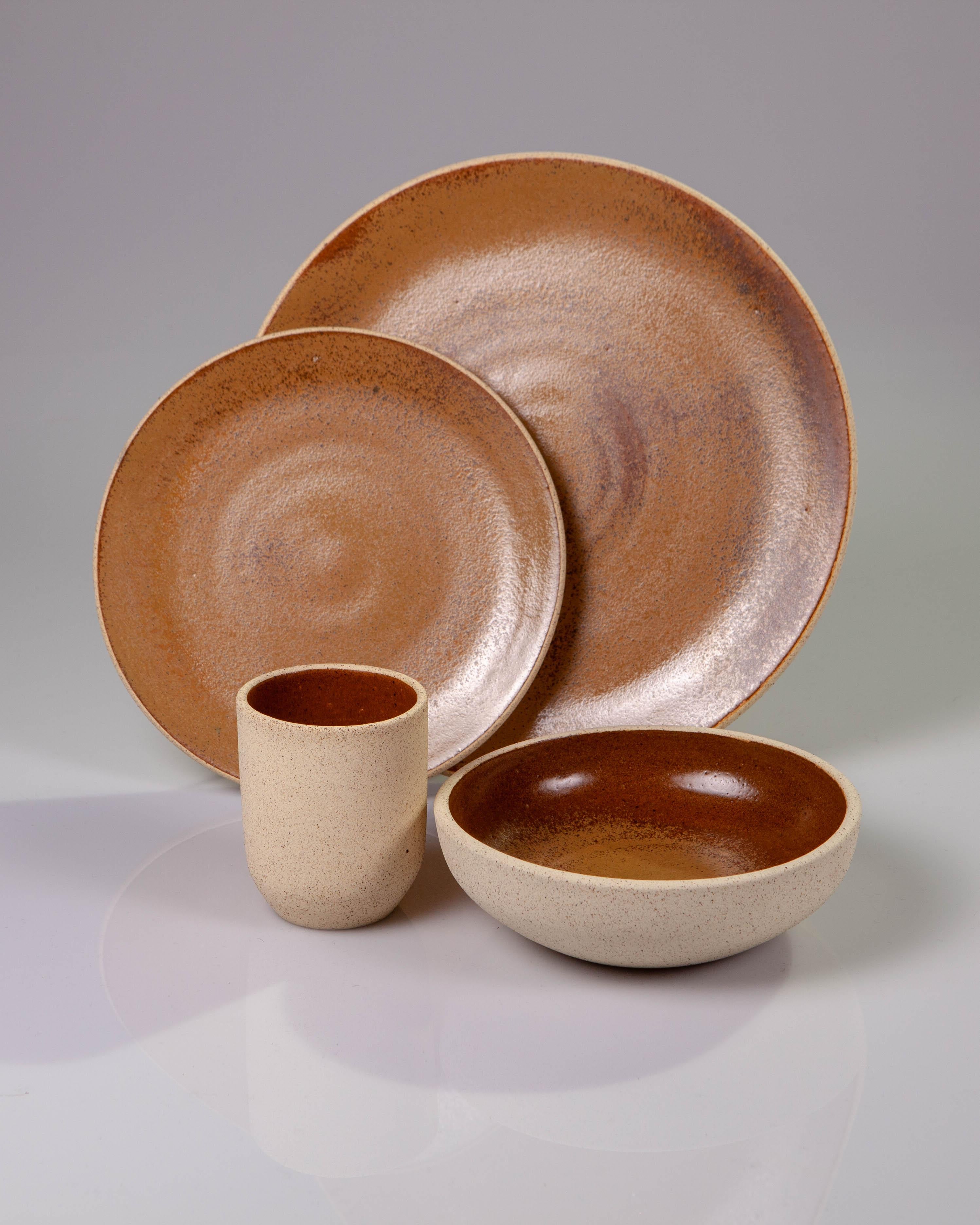 Handmade dinnerware from Tlaquepaque, Jalisco, Mexico, by a family of ceramicists that have been creating handmade earthenware for over 60 years, these pieces are made using multigenerational techniques yet designed for the modern table. Their clean