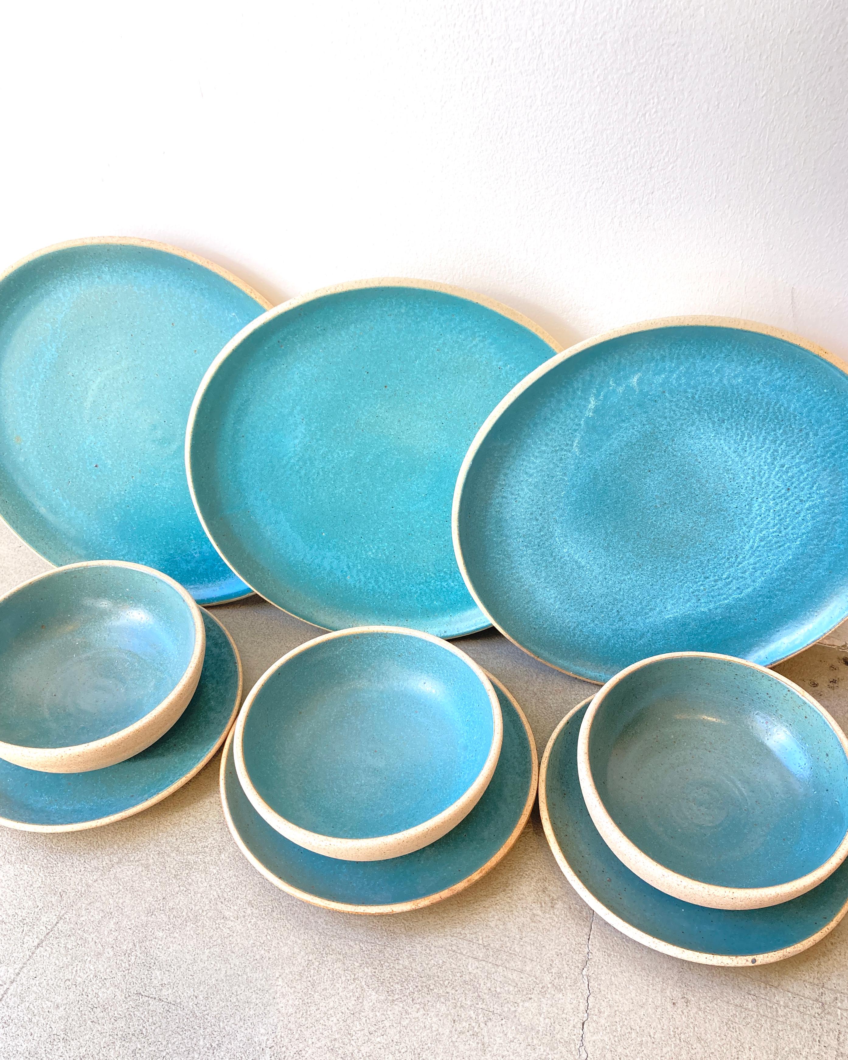 Mexican Handmade Ceramic Stoneware Bowl in Turquoise, in Stock