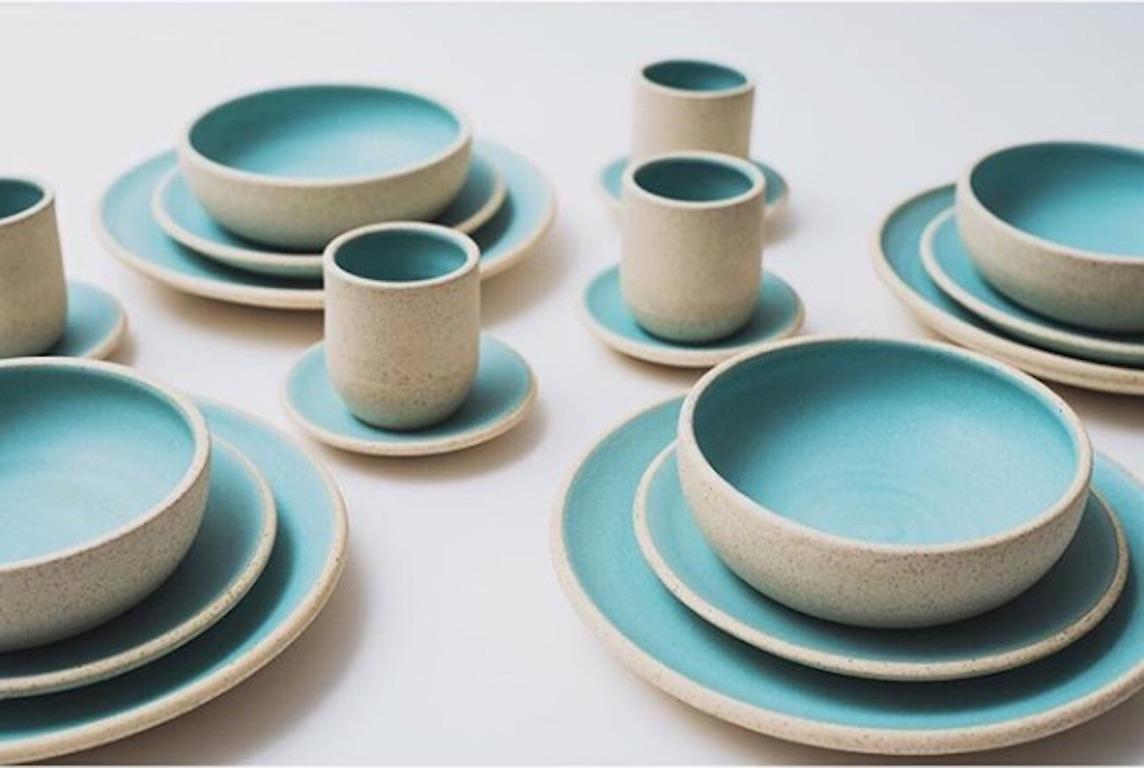 Mexican Handmade Ceramic Stoneware Cup in Turquoise, in Stock