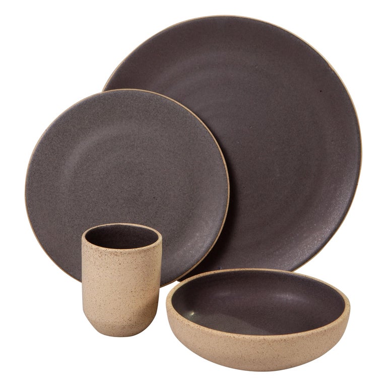 Handmade Ceramic Stoneware Dinner Plate in Grey, in Stock For Sale at