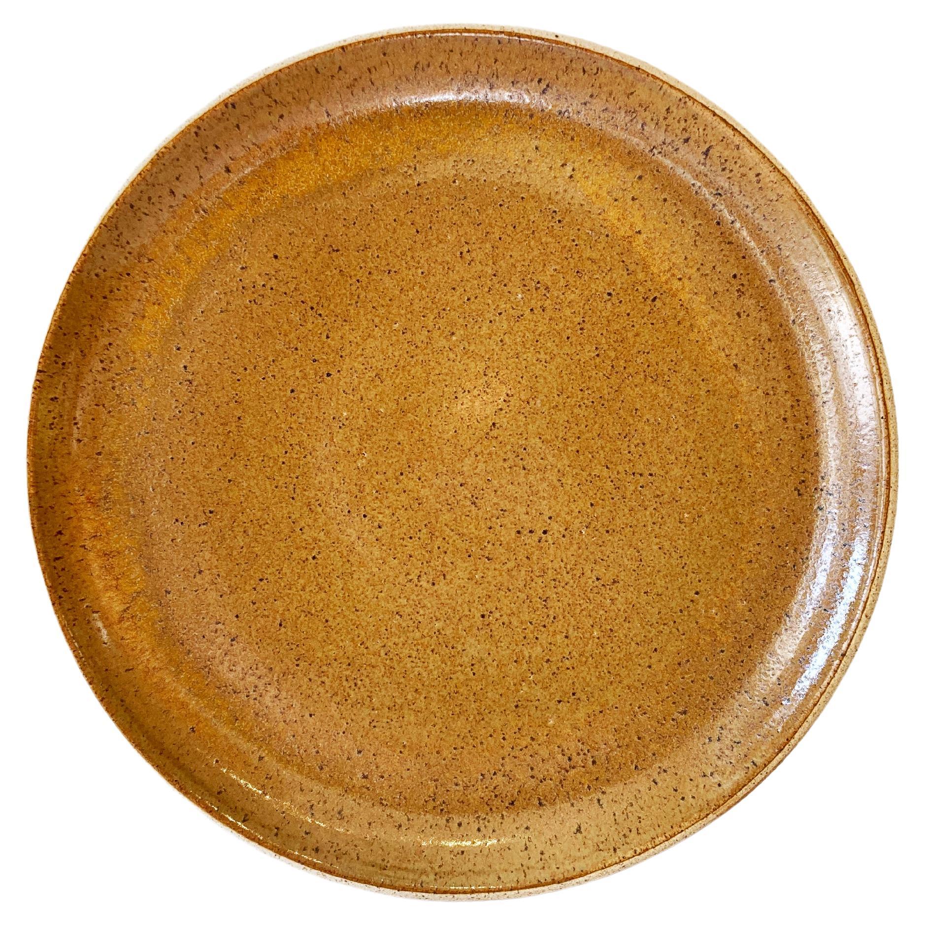 Handmade Ceramic Stoneware Dinner Plate in Ochre, in Stock