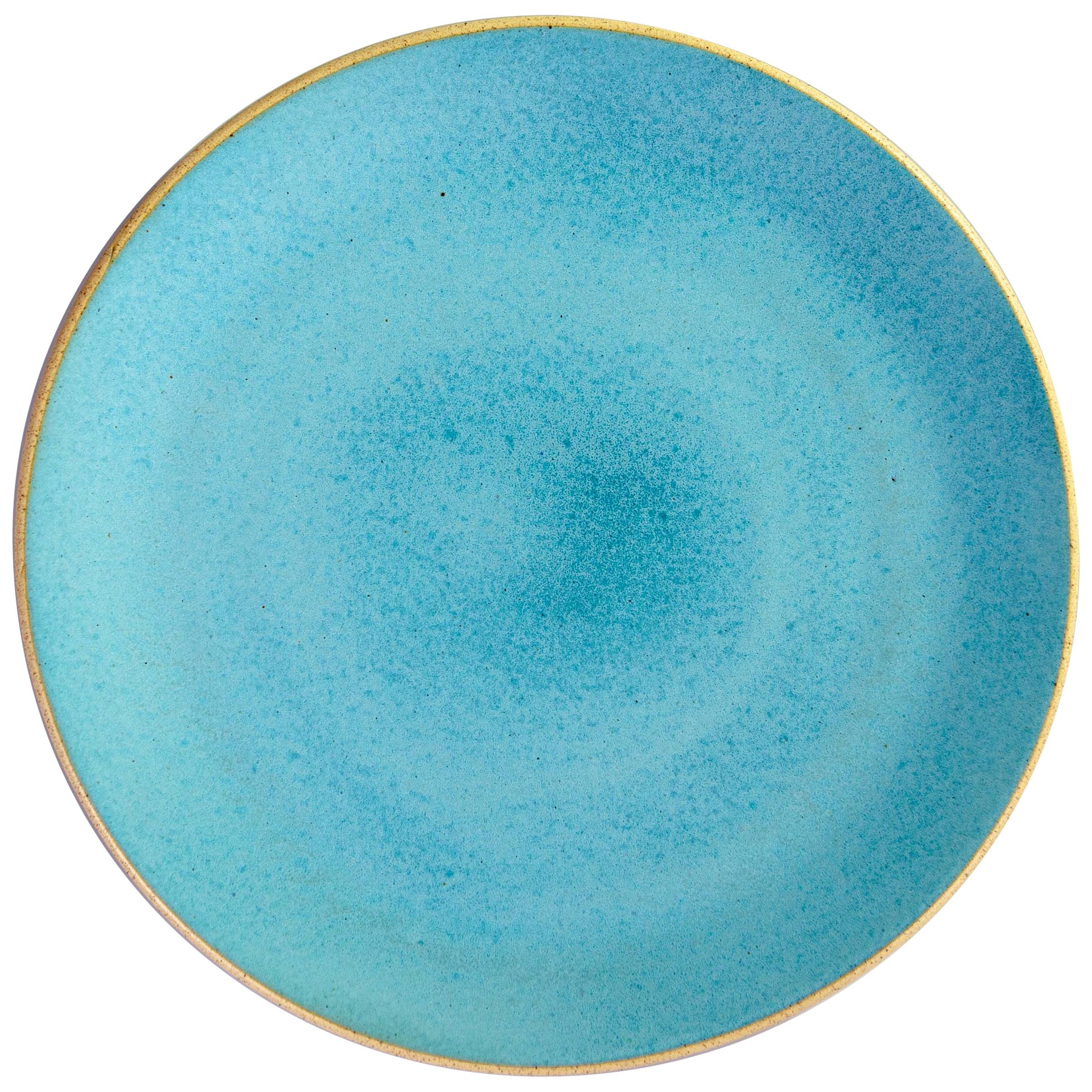 Handmade Ceramic Stoneware Dinner Plate in Turquoise, in Stock