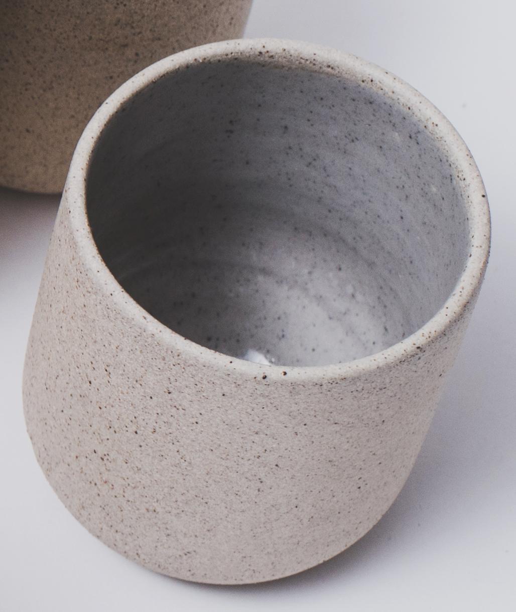 Handmade Ceramic Stoneware Four-Piece Place Setting in Grey, in Stock In New Condition In West Hollywood, CA