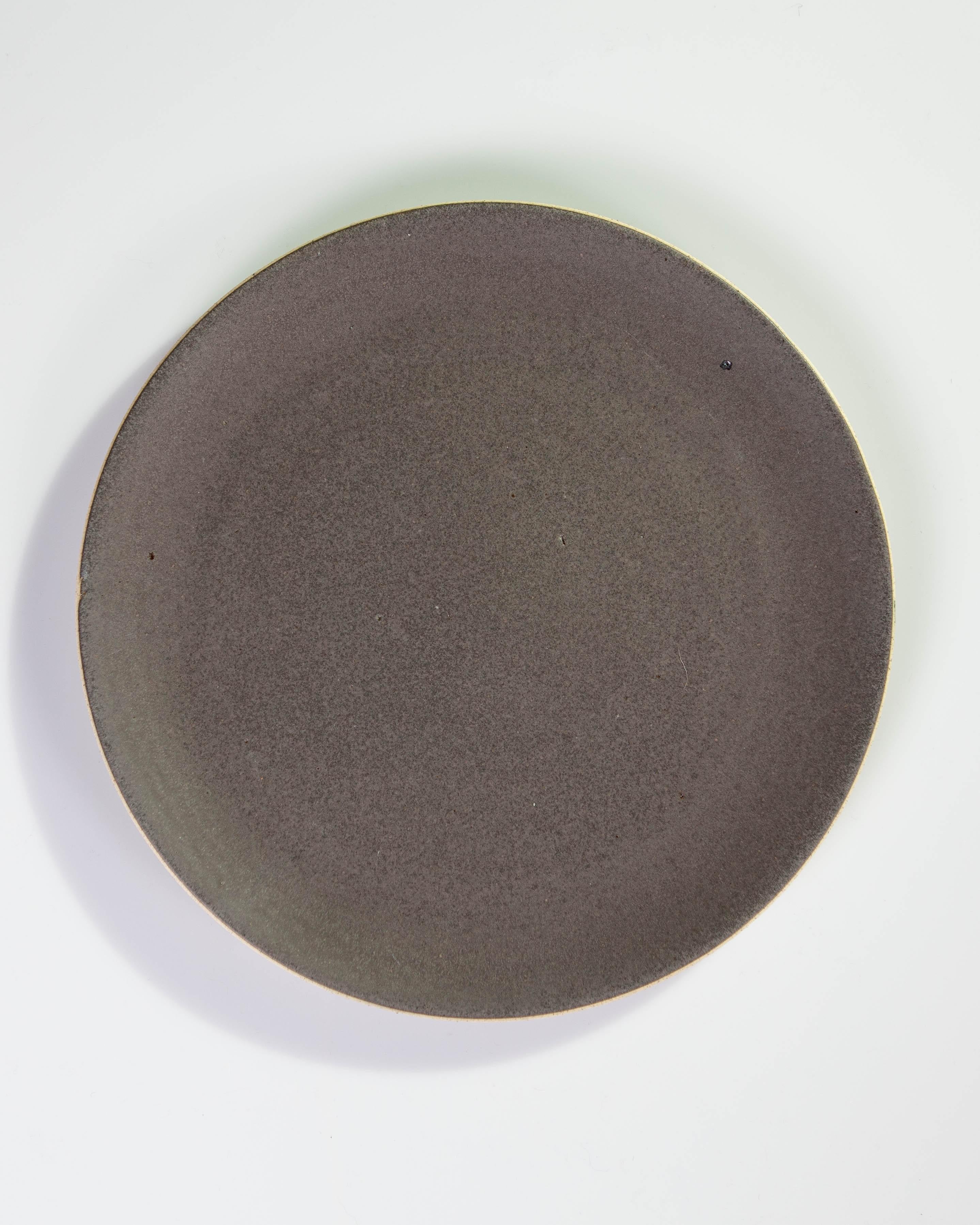 Organic Modern Handmade Ceramic Stoneware Salad Plate in Grey, in Stock For Sale
