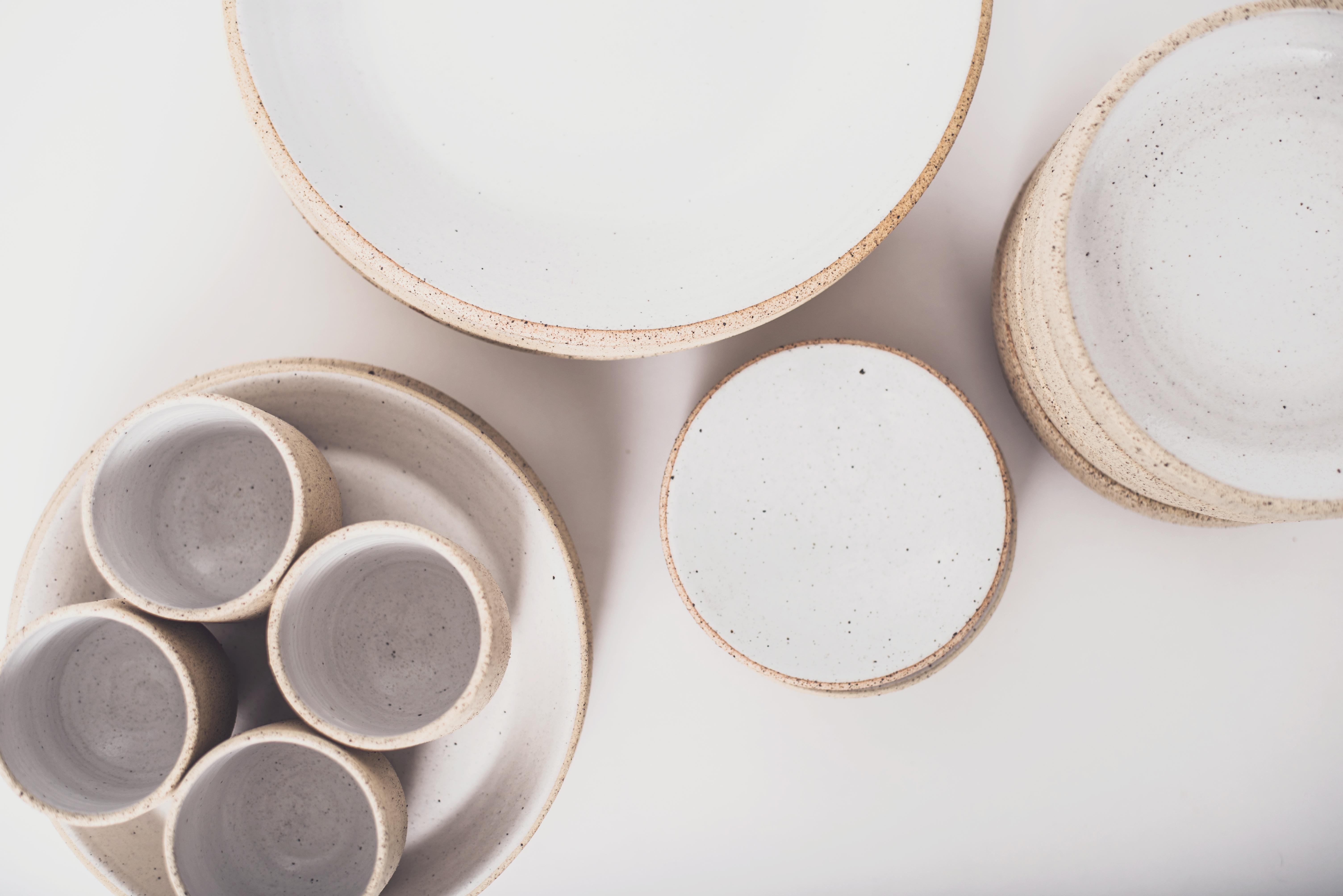 Hand-Crafted Handmade Ceramic Stoneware Saucer in Ivory, in Stock