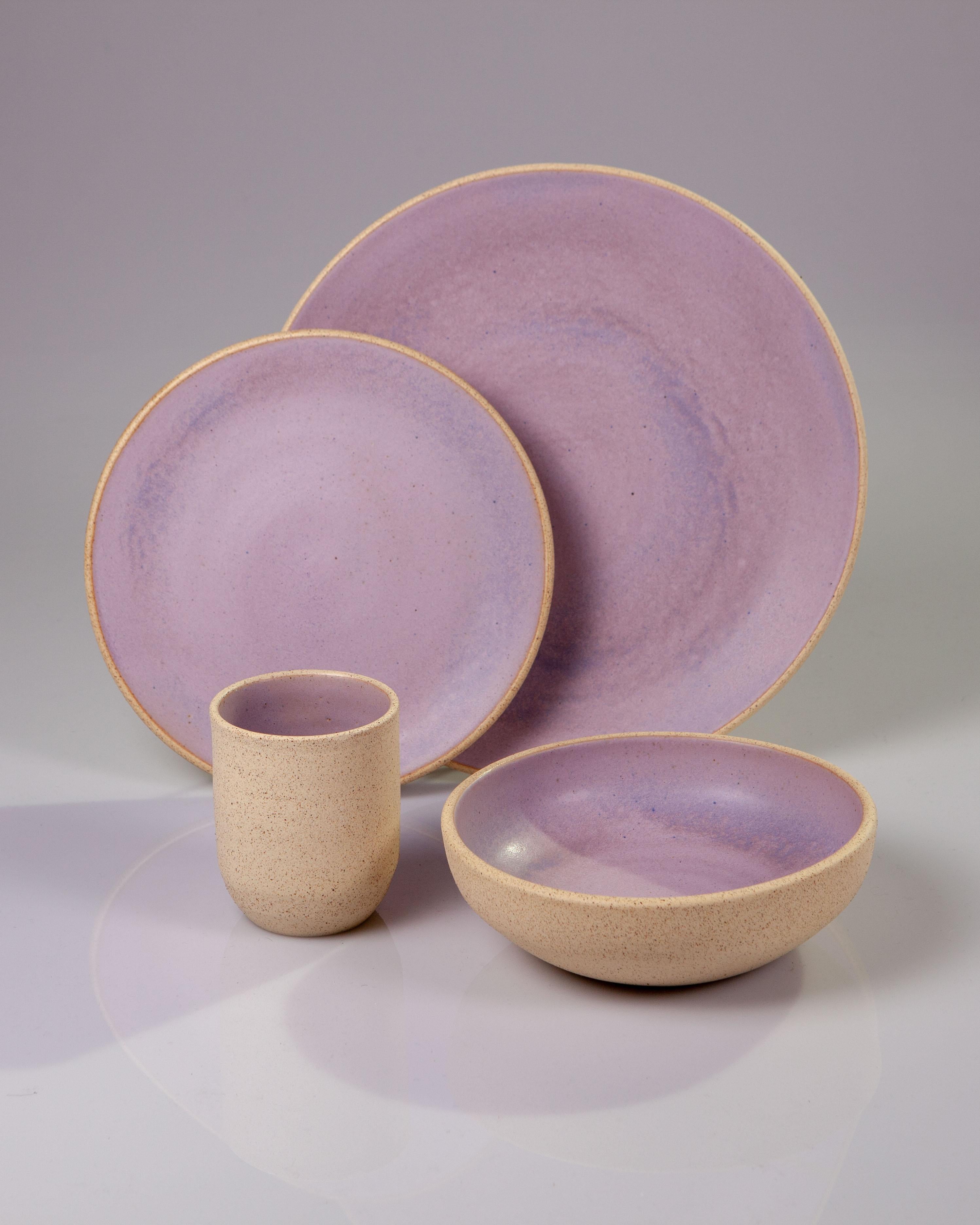 Mexican Handmade Ceramic Stoneware Saucer in Lavender, in Stock